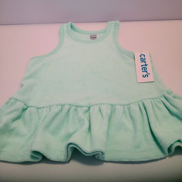 CARTER'S KID RACERBACK TREND PEPLUM TOP ADORABLE BEACH WEAR READY TURQUOISE 2T - Picture 1 of 6